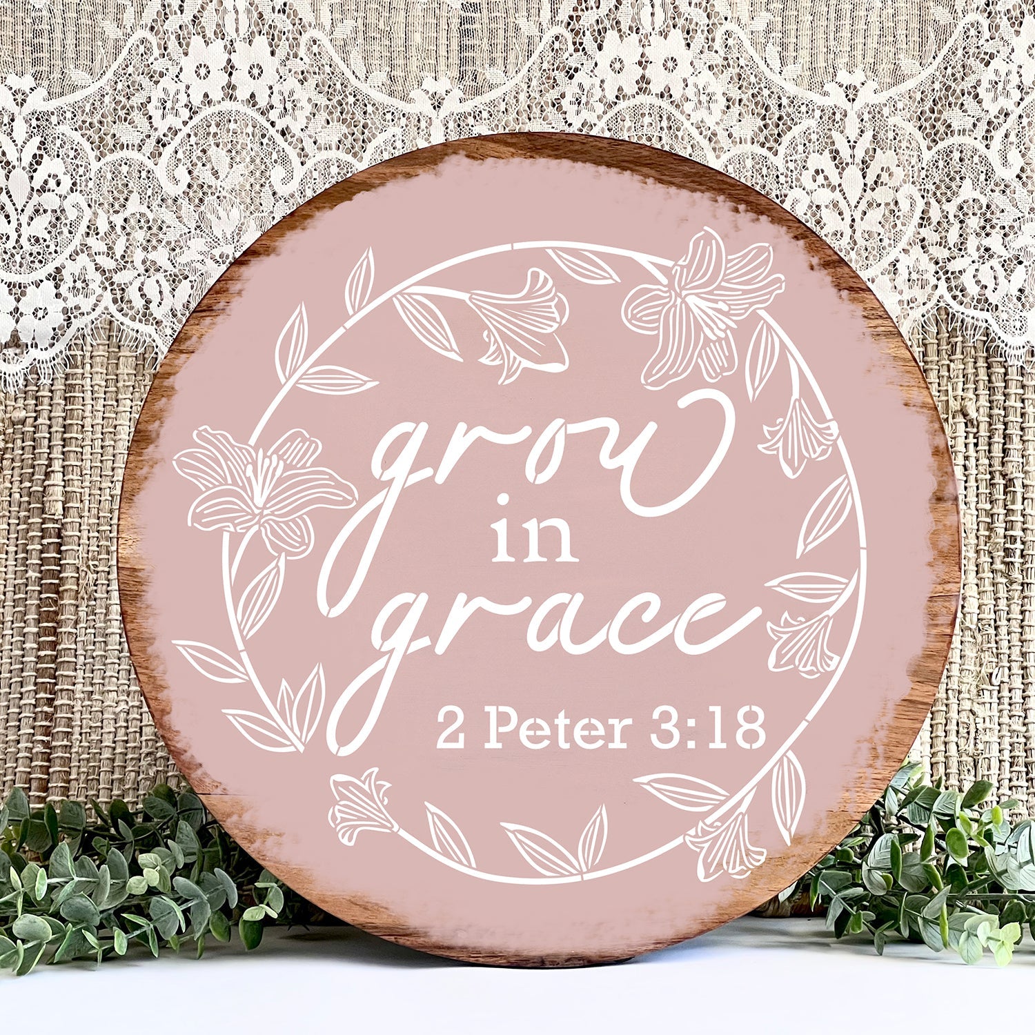 DIY reusable Christian faith scripture wood sign stencil, Grow in grace 2 Peter 3:18,  consider how the wildflowers grow -Luke 12:27, christian home decor, arts and crafts, upcycling, bible verse wall art, scripture sign reusable stencil, Spring and Easter  stencils, Lillies