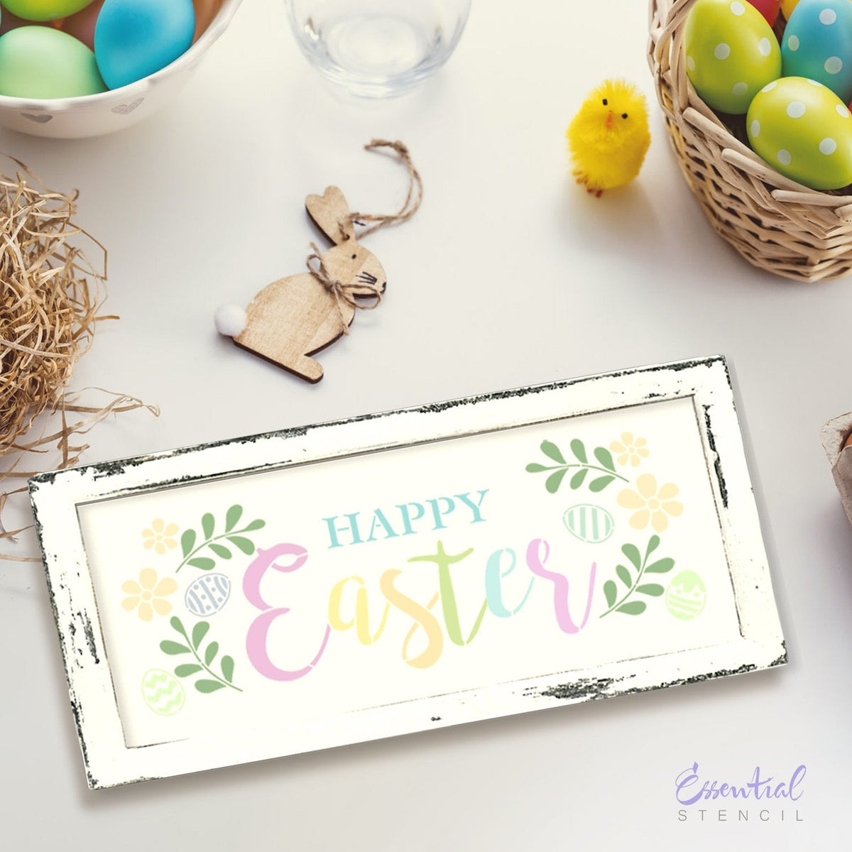 Happy Easter Stencil Set (3 Pack) Easter Egg Hunt, Chocolate bunnies and jelly beans stencil