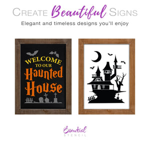 DIY reusable halloween sign stencils, Welcome to our Haunted House sign stencil, haunted house sign stencil