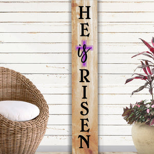 DIY reusable He is Risen vertical porch sign stencil,  Christian porch leaner, Vertical Easter porch sign, He is risen porch leaner stencil