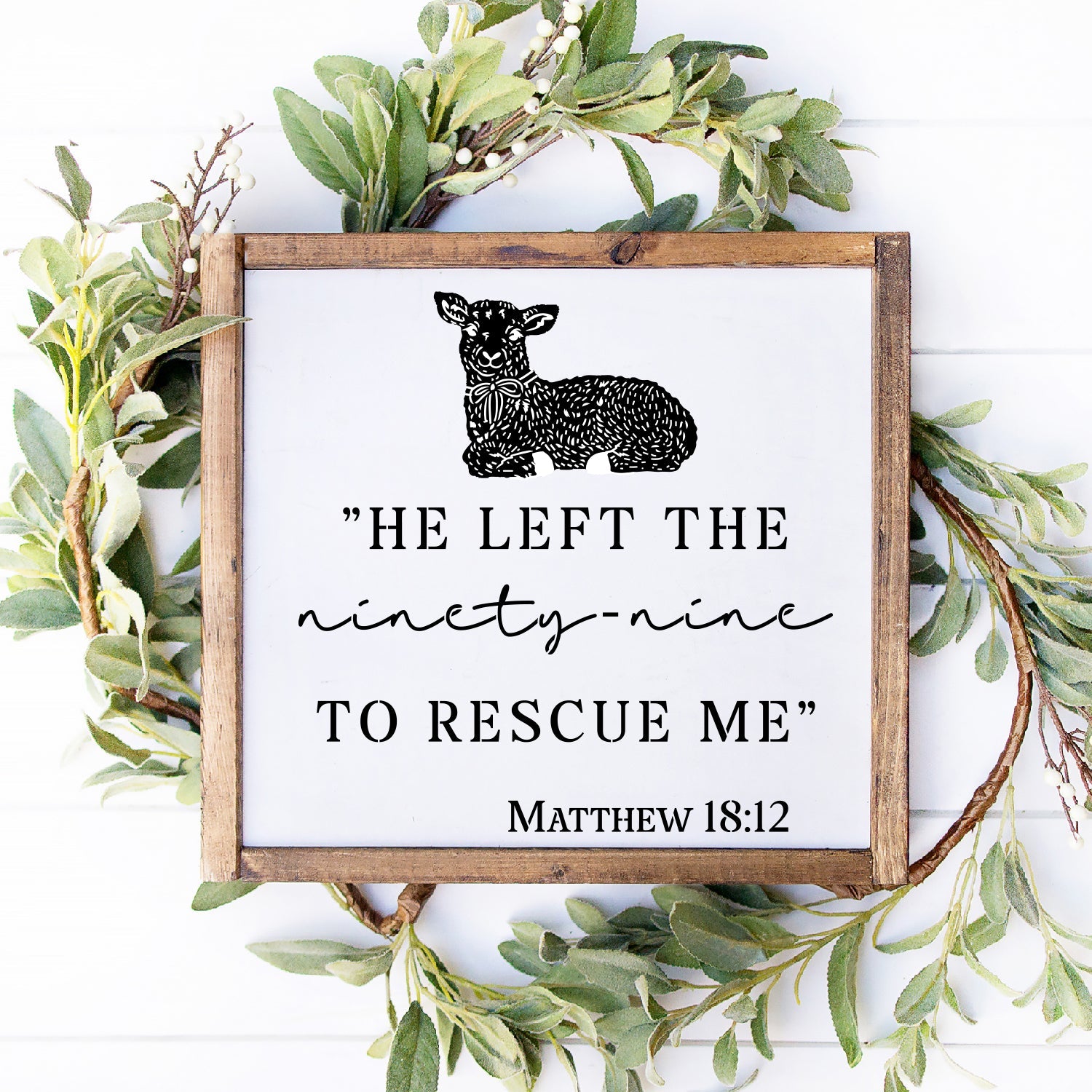 DIY reusable Christian faith scripture wood sign stencil, he left the 99, He left the ninety-nine to rescue me  -Matthew 18:12,  christian home decor, arts and crafts, upcycling, bible verse wall art, scripture sign reusable stencil