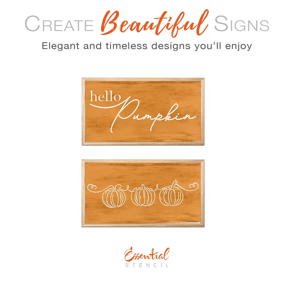 DIY reusable fall wood sign stencils, pumpkin line art stencils, reusable hello pumpkin wood sign stencils, line art stencils, diy fall home decor, diy halloween home decor, fall stencils for painting wood signs