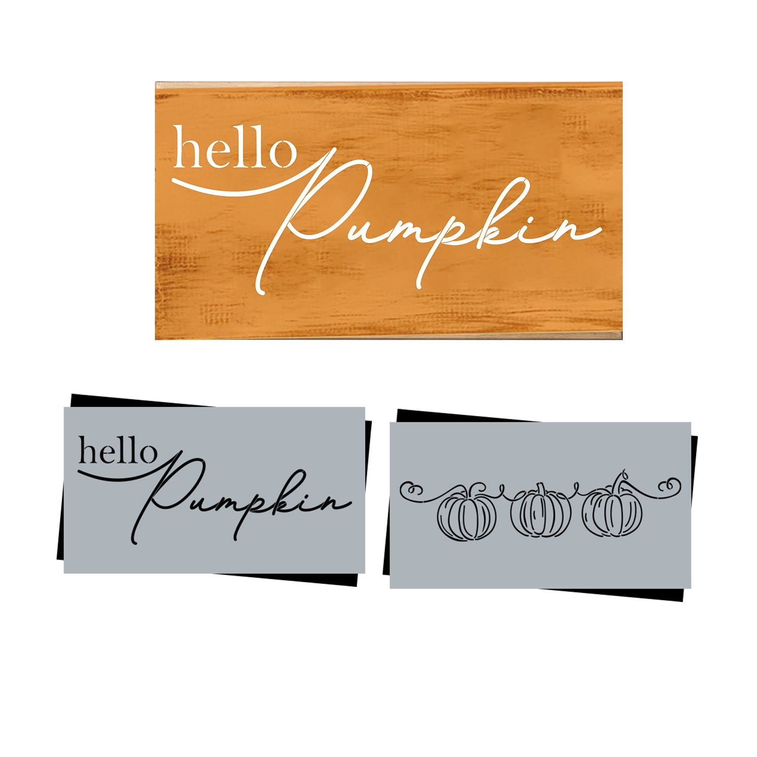 DIY reusable fall wood sign stencils, pumpkin line art stencils, reusable hello pumpkin wood sign stencils, line art stencils, diy fall home decor, diy halloween home decor, fall stencils for painting wood signs