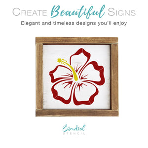 diy reusable hibiscus stencil for wood signs, tropical summer farmhouse decor, large hibiscus stencil flower stencils