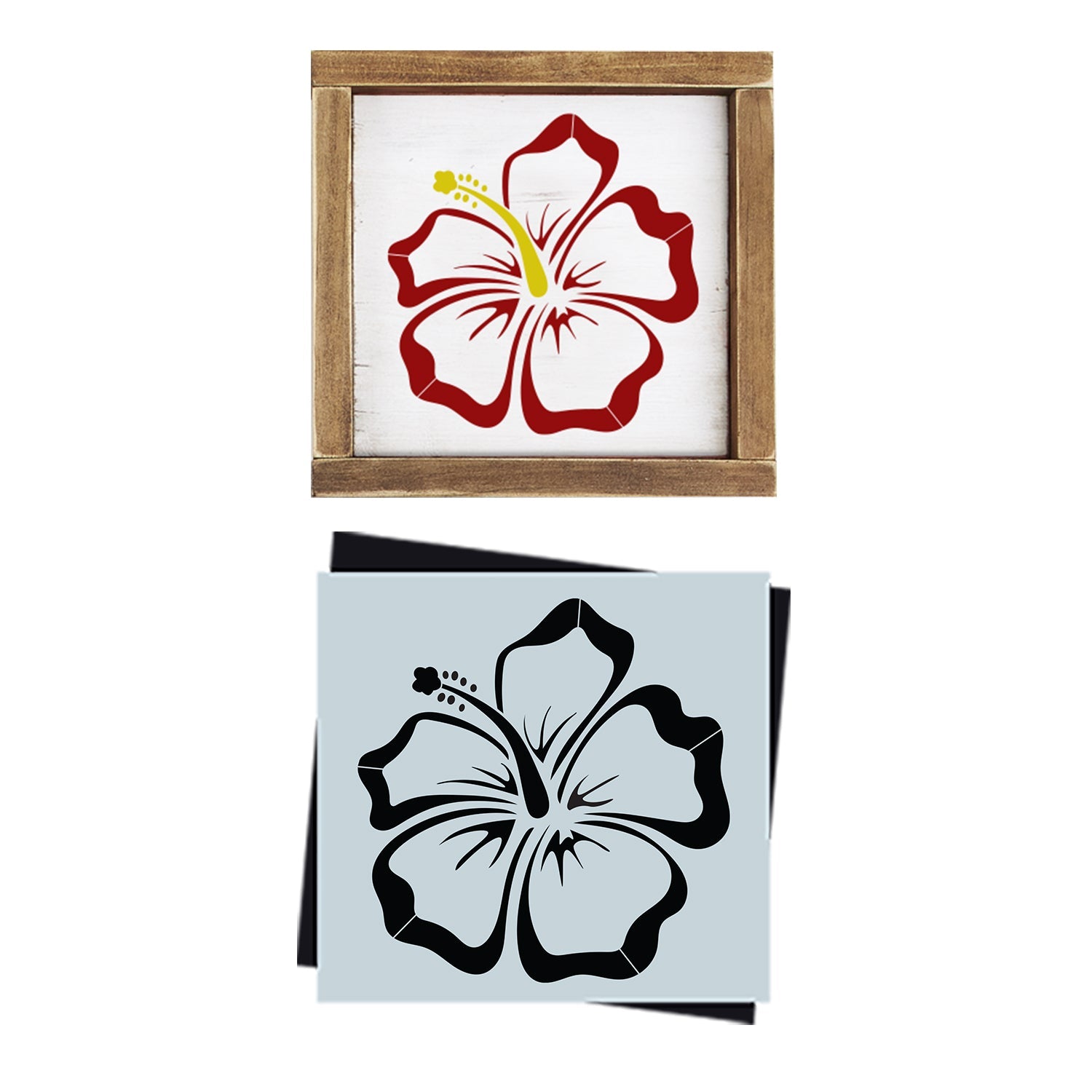 diy reusable hibiscus stencil for wood signs,  tropical summer farmhouse decor, large hibiscus stencil flower stencils