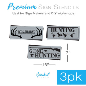 DIY reusable hunting sign stencils, hunting stencils, hunting lodge sign stencil, eat sleep hunt sign stencil, gone hunting sign stencil