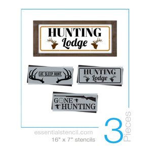 DIY reusable hunting sign stencils, hunting stencils, hunting lodge sign stencil, eat sleep hunt sign stencil, gone hunting sign stencil