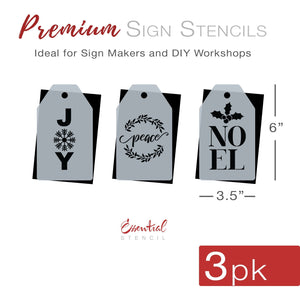 Joy, Peace & Noel Mini Tag Stencil Set (3 Pack)-Christmas-Essential Stencil