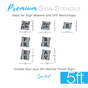 DIY reusable Patriotic porch leaner sign stencil, land of the free home of the brave vertical porch sign stencil, Fourth of July porch sign stencils, summer porch leaner, porch leaners