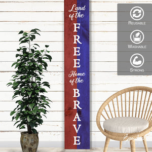 DIY reusable Patriotic porch leaner sign stencil, land of the free home of the brave vertical porch sign stencil, Fourth of July porch sign stencils, summer porch leaner, porch leaners