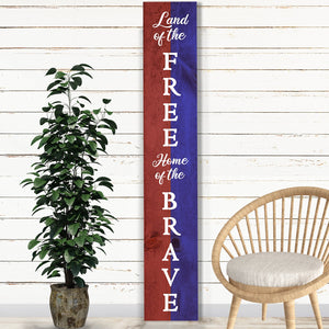 DIY reusable Patriotic  porch leaner sign stencil, land of the free home of the brave vertical porch sign stencil, Fourth of July porch sign stencils, summer porch leaner, porch leaners