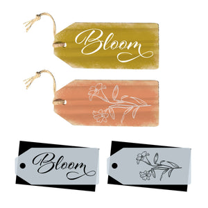 DIY reusable spring large front door tags, spring front porch decor, bloom and flower large wood tags, diy spring door porch decor