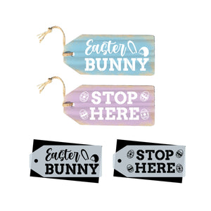 DIY reusable Easter tag stencils, Easter Bunny Stop Here Large Wreath door tag stencils, DIY Easter wreath decor 
