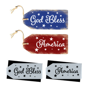 DIY large patriotic door tag stencils, god bless america door tags, Patriotic home decor, fourth of july diy home decor stencils