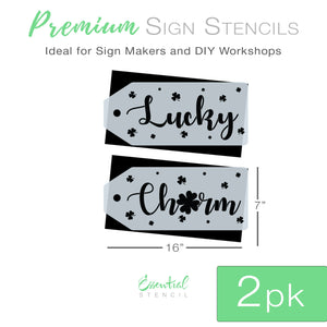 DIY Reusable Large Lucky Charm Door Tag Stencils, diy St. Patrick's front door home decor tag stencils, clovers stencil, wreath tags stencils