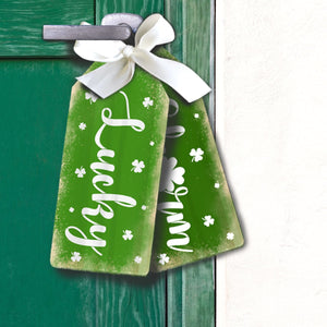 DIY Reusable Large Lucky Charm Door Tag Stencils, diy St. Patrick's front door home decor tag stencils, clovers stencil, wreath tags stencils