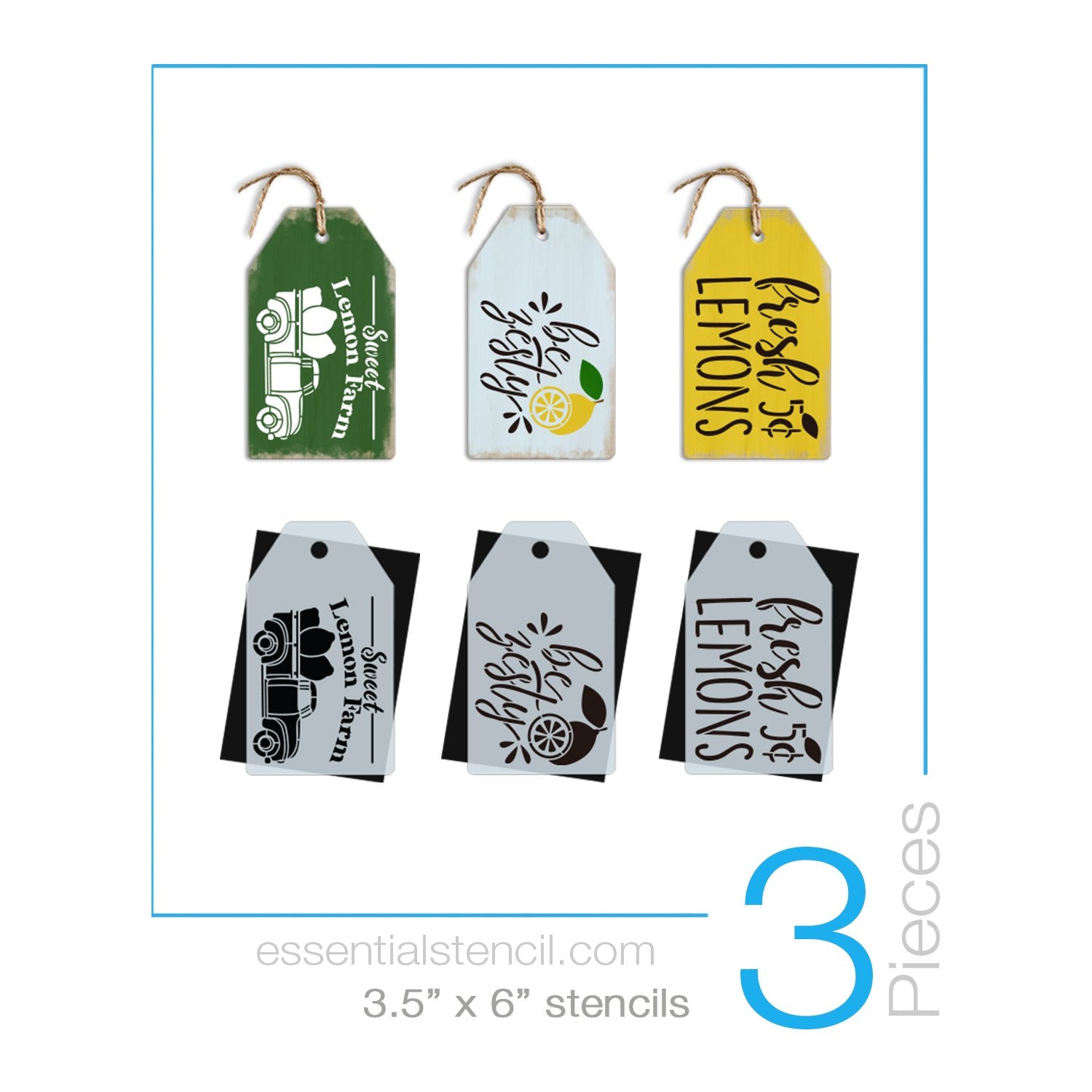 DIY reusable Lemon mini tag sign stencils, lemons mini sign stencils, sweet lemon farm lemon vintage truck stencil, be zesty stencil, fresh lemons 5 cents stencil, lemon tier tray sign stencils