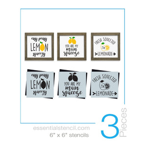 DIY reusable lemon stencils, lemons sign stencils, easy peasy lemon squeezy sign stencil, you are my main squeeze sign stencil, fresh squeezed lemonade sign stencil, DIY lemonade signs