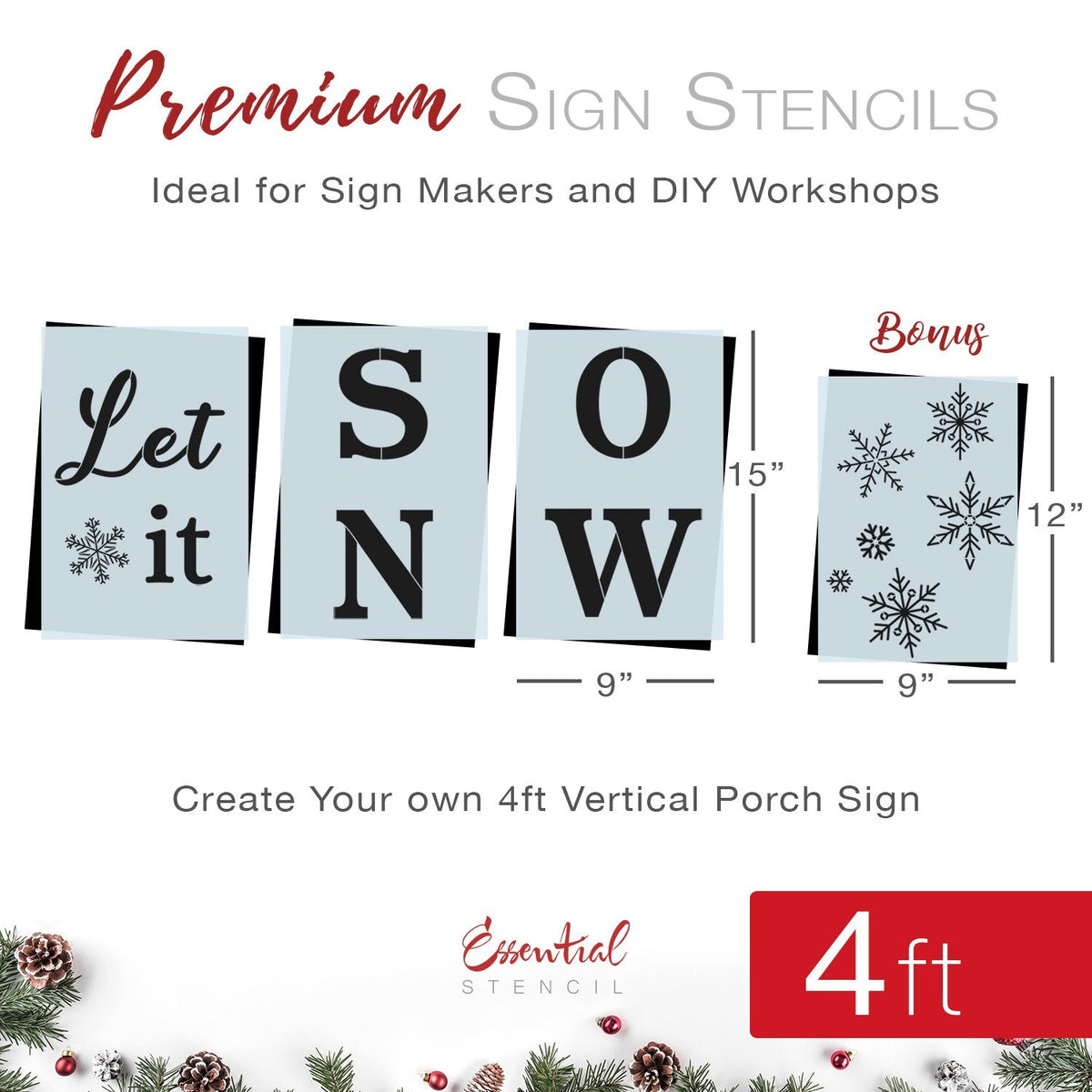 let it snow stencil for porch sign