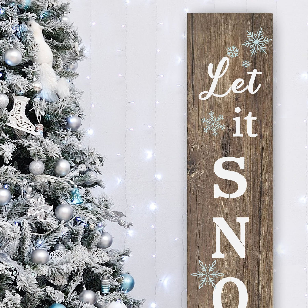 Reusable Let it Snow Vertical Sign Stencil Set, DIY Christmas Vertical Front Porch Leaner Signs