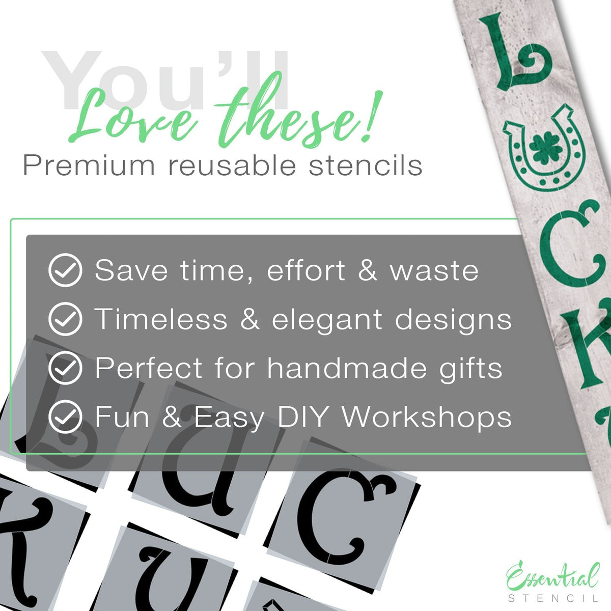 DIY 4ft Vertical Lucky front porch leaner sign stencil, St. Patrick's Day vertical porch sign leaner stencil,