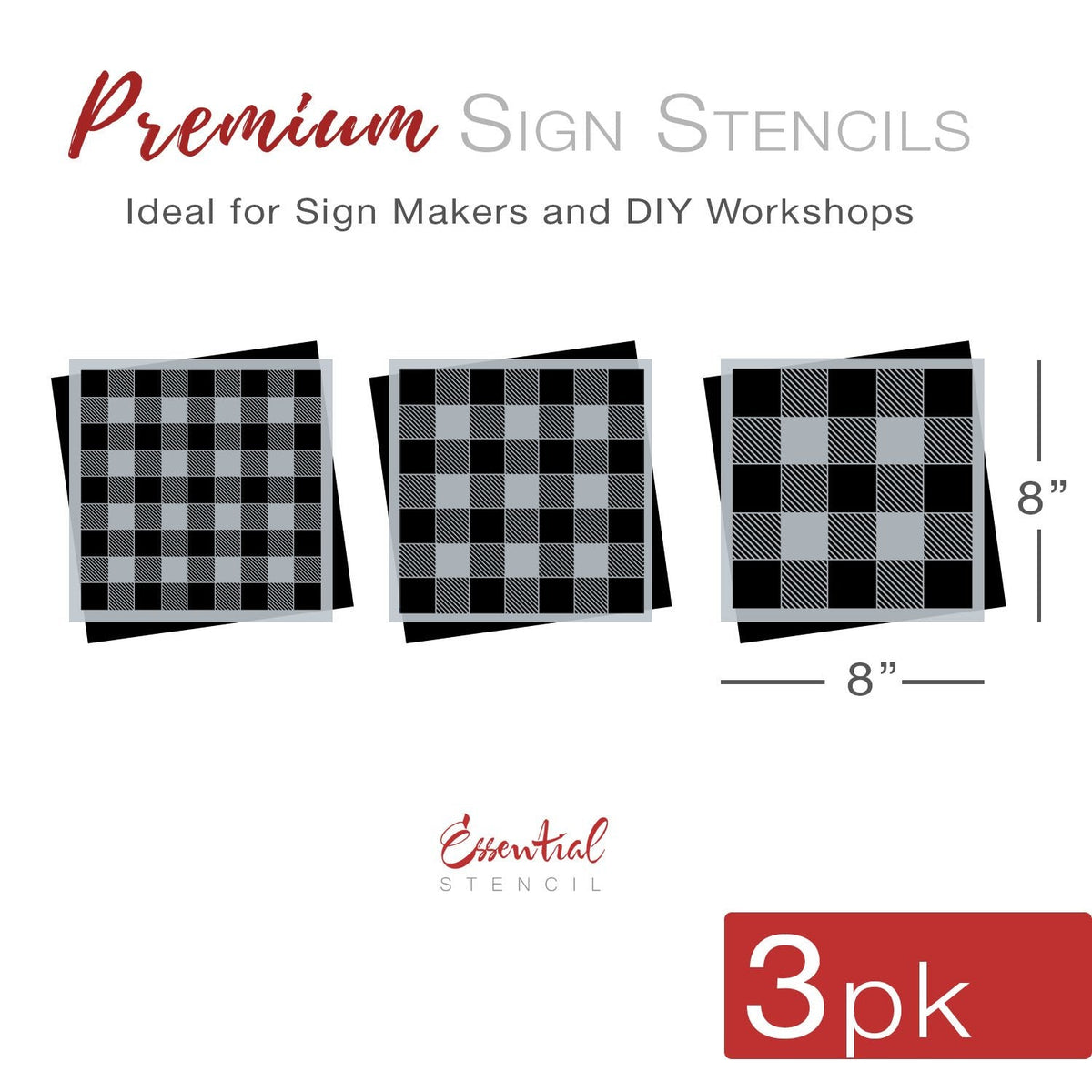 Mini Buffalo Check (Plaid) Stencil Set (3 Pack)-Christmas-Essential Stencil