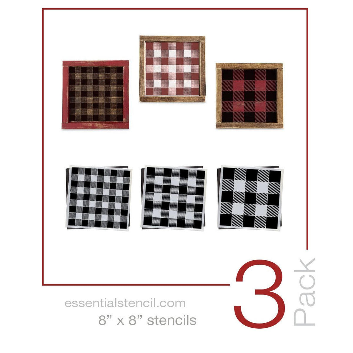 Mini Buffalo Check (Plaid) Stencil Set (3 Pack)-Christmas-Essential Stencil