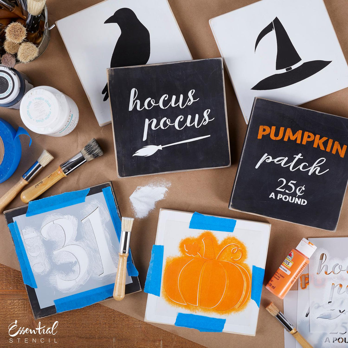 DIY Halloween Decor | Reusable stencils for painting wood signs