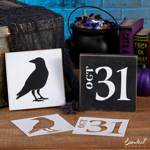 October 31st and crow Reusable Halloween stencils for painting on wood | DIY Halloween Decor