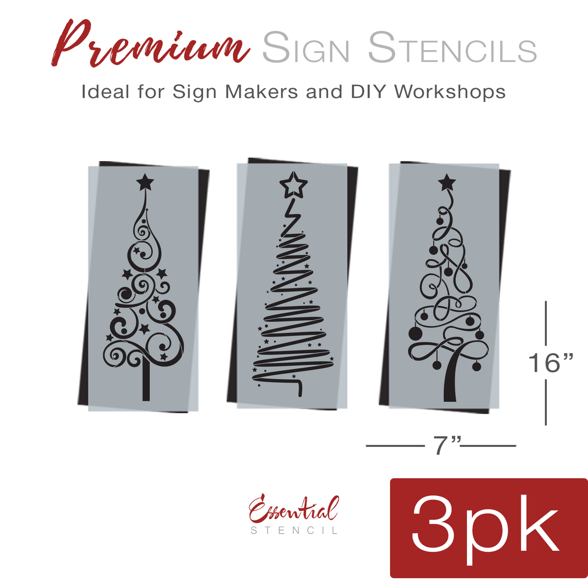 Modern Christmas Trees Stencil Set (3 Pack)-Christmas-Essential Stencil