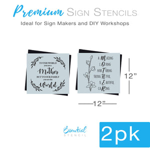 DIY reusable Mother's Day sign stencils, Mothers day stencils, DIY Mother's day gift ideas, To the world you are a mother but to our family your are the world, Mother acronym wood sign stencil, Mother amazing loving nurturing thoughtful beautiful caring wood sign stencil