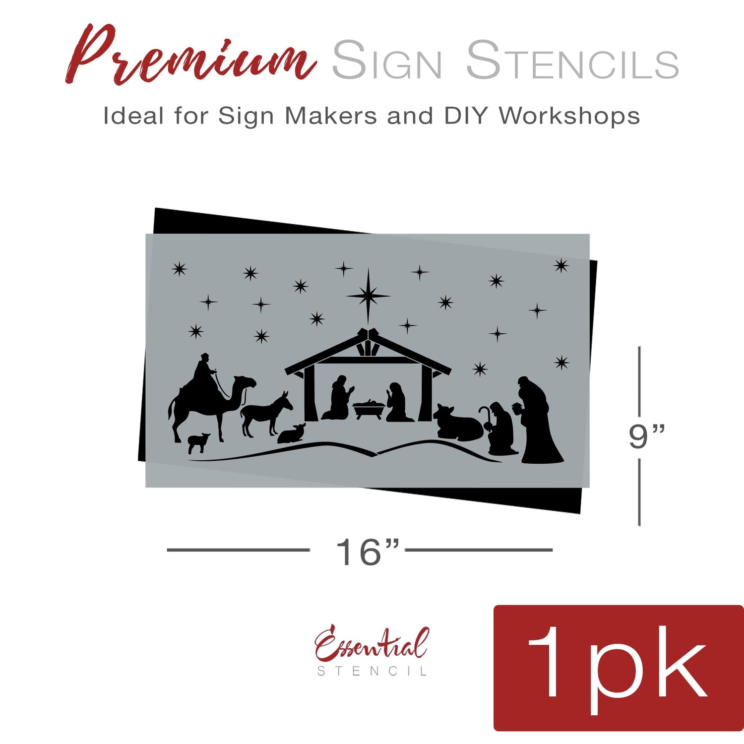 Simple Nativity Sign Reusable Nativity Scene Sign Stencil | Christmas Collection - Essential ...