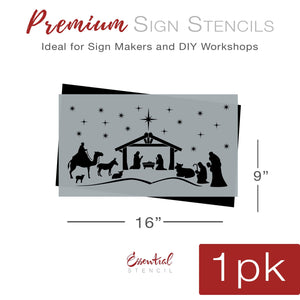 DIY reusable nativity scene stencil for painting wood signs, nativity scene silhouette cut out, three wise men Mary Joseph and Jesus, Jesus stencil, Christian stencils, Christmas stencil
