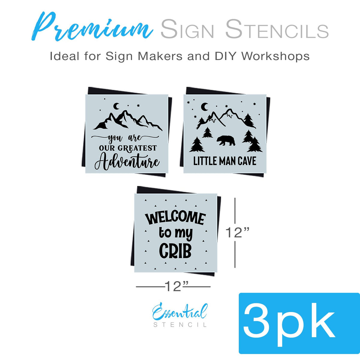 DIY boys room or nursery wood signs, little man cave, our greatest adventure, welcome to my crib Reusable sign stencils