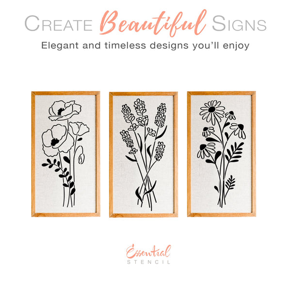 Simple Fall Stencils for Wood Signs - Mini Size (3 Pack) - Essential Stencil