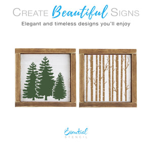 DIY reusable pine trees stencil, Birch trees stencil for painting wood signs, Pine trees cut out, birch trees cut out, tree silhouette