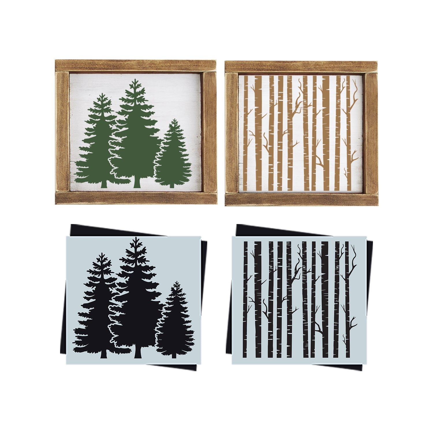 DIY reusable pine trees stencil, Birch trees  stencil for painting wood signs, Pine trees  cut out, birch trees cut out, tree silhouette 