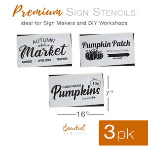 stencils with messages autumn market, pumpkin patch and farm fresh pumpkins