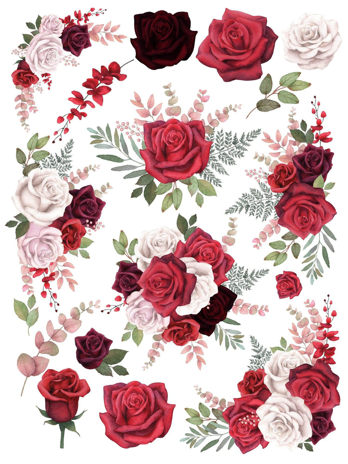 Rose Rub-on Transfer Set-Rub-on Transfer-Essential Stencil