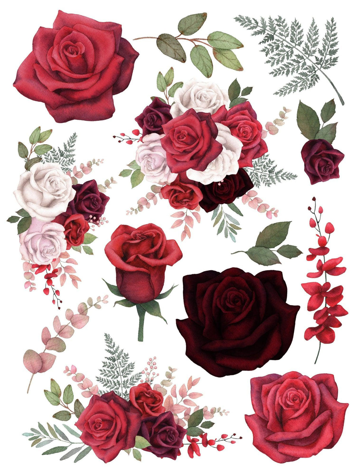 Rose Rub-on Transfer Set-Rub-on Transfer-Essential Stencil