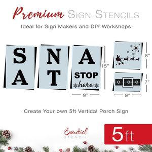 Reusable Santa Stop Here Vertical Sign Stencil, DIY Christmas Vertical Front Porch Leaner Signs