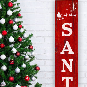 Reusable Santa Stop Here Vertical Sign Stencil, DIY Christmas Vertical Front Porch Leaner Signs