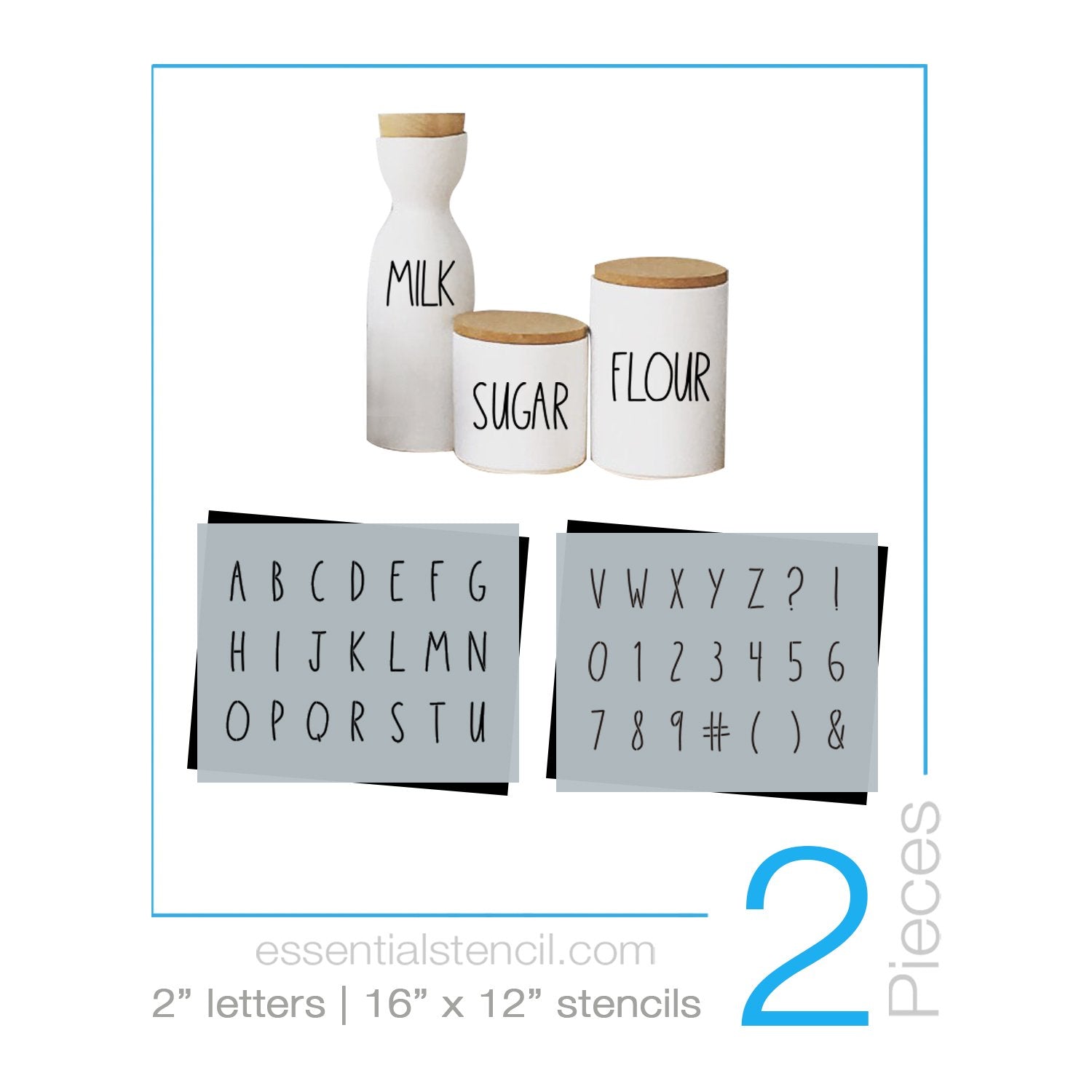 Diy reusable farmhouse 2 inch A-Z skinny handwritten alphabet letter set stencils