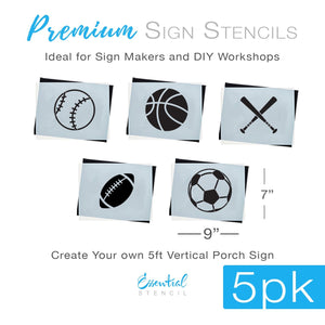Basketball, Football, Baseball, Soccer, Sports icon reusable stencils