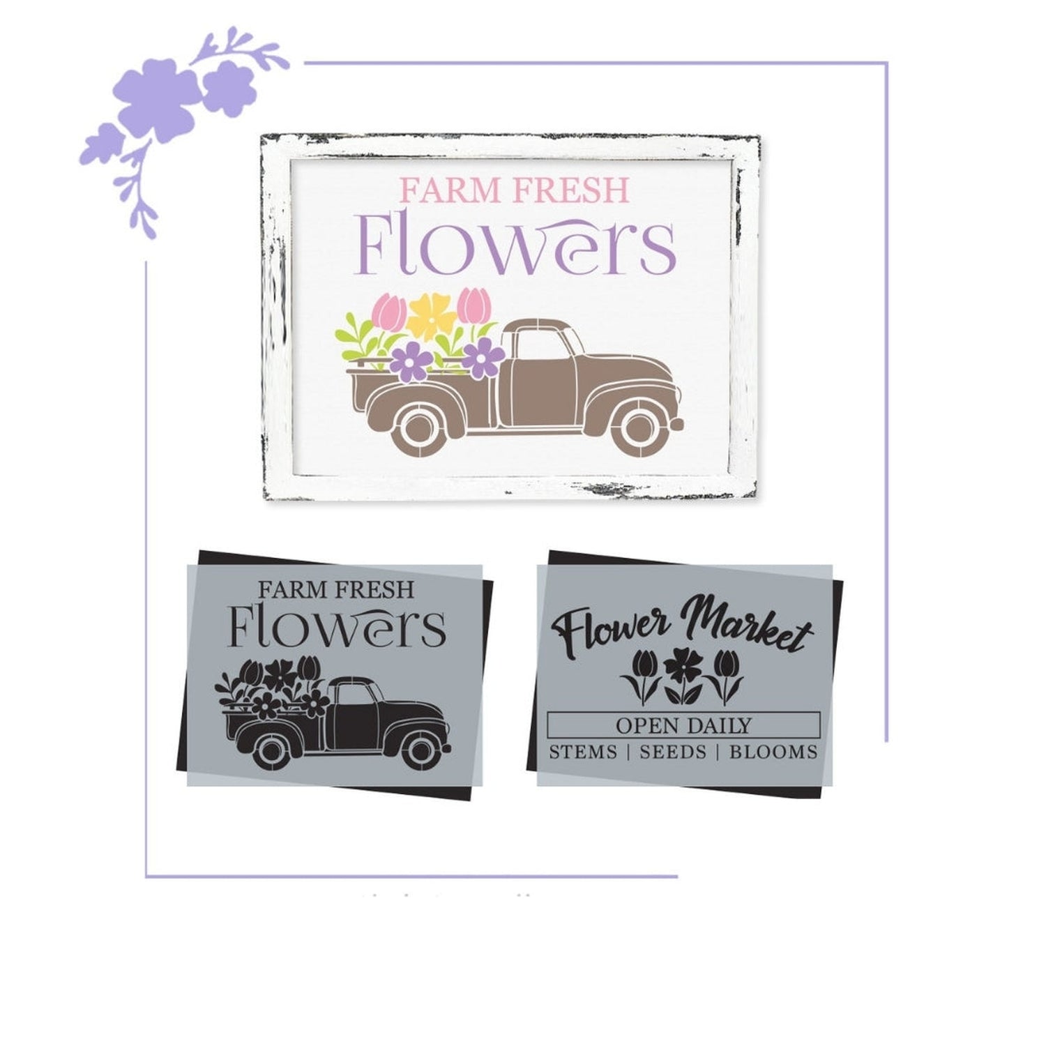 Spring Vintage Truck Stencil Set (2 Pack)