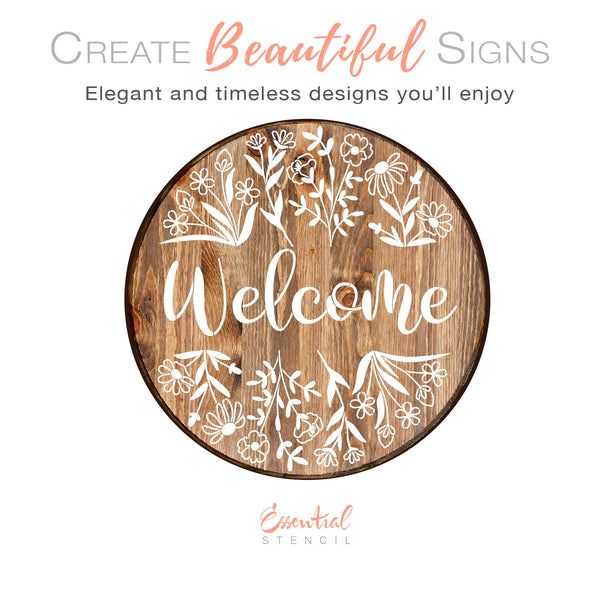 Spring Welcome Sign Stencil (2 Pack)