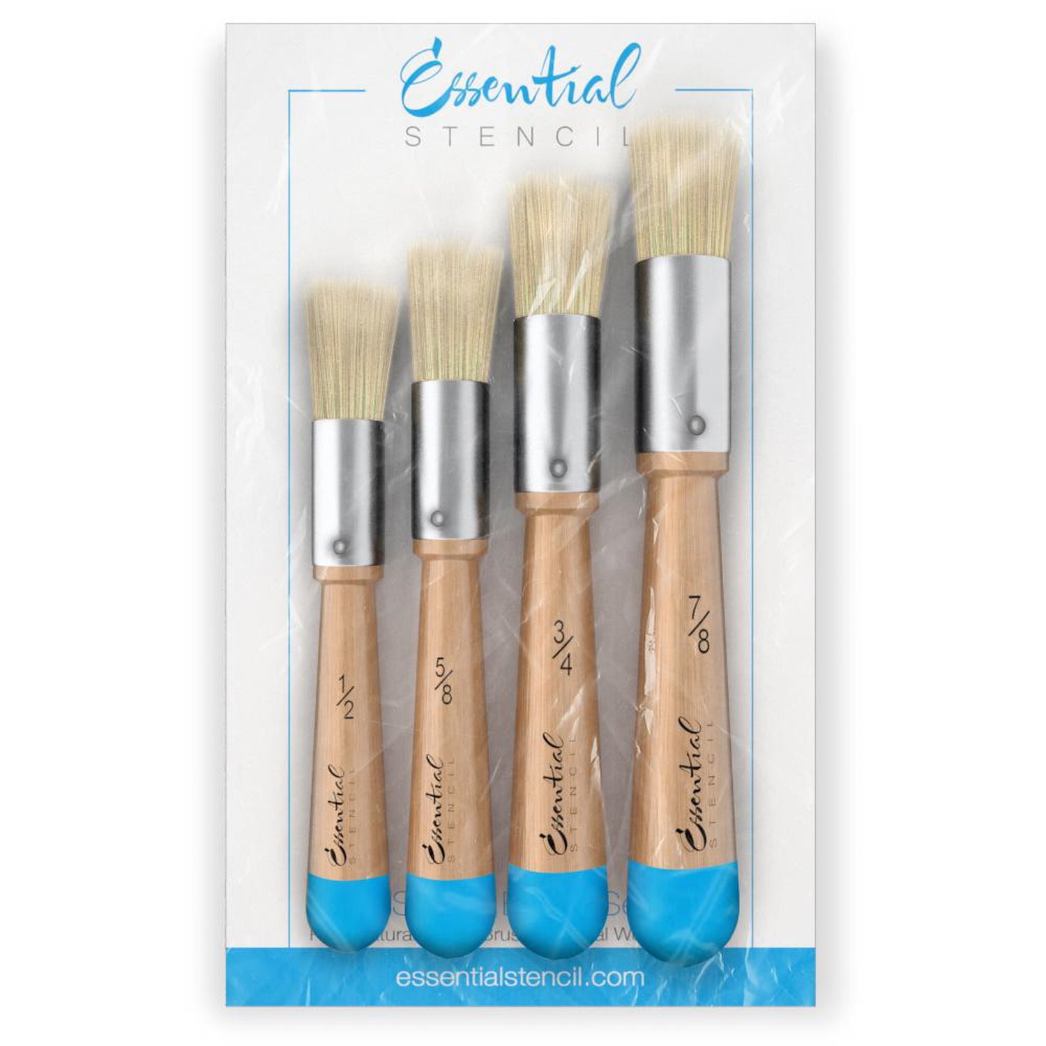 4-Piece Natural Bristle Stencil Brush Set for Art