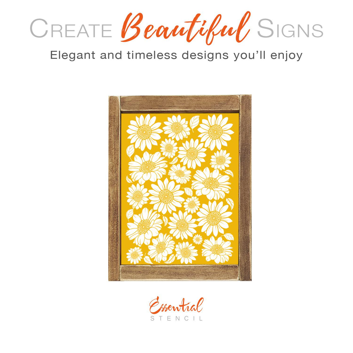 DIY reusable sunflower print pattern stencil for painting wood signs, sunflower pattern template, paint sunflowers, floating sunflowers stencil, simple sunflower stencils, sunflower faces stencil