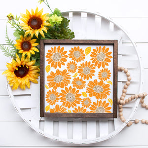 DIY reusable sunflower print pattern stencil for painting wood signs, sunflower pattern template, paint sunflowers, floating sunflowers stencil, simple sunflower stencils, sunflower faces stencil