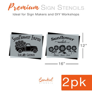 DIY Reusable Sunflower Farm Vintage Truck Sign Stencil Set, Sunflower Market stencil, Blooms, Stems, Seeds Template